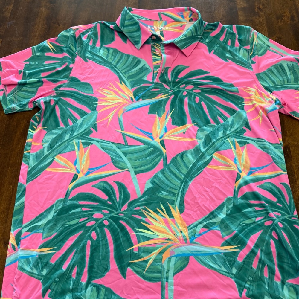 Men’s Chubbies The Birds of Paradise Performance Polo Shirt Beach Resort 2XL